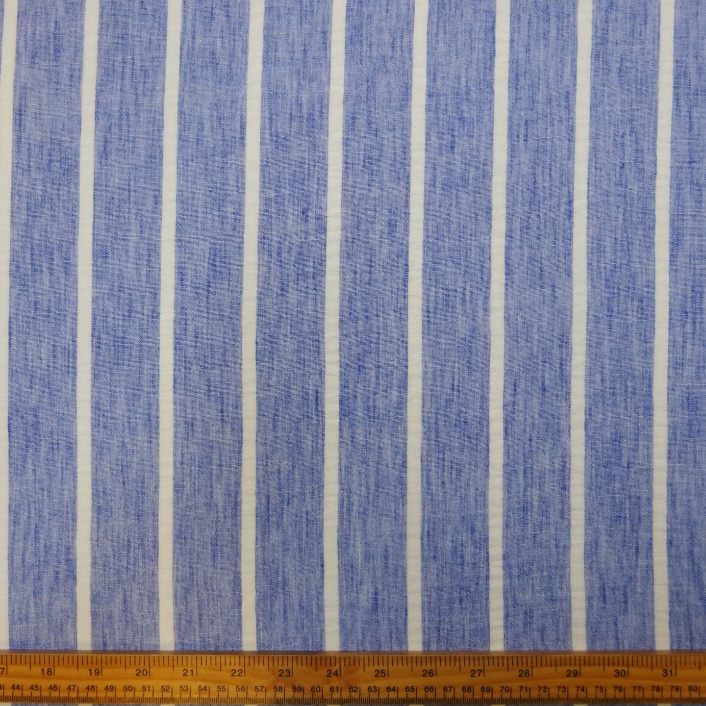 Polyester Cotton Fabric Linen Finish Chambray Stripe