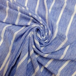 Polyester Cotton Fabric Linen Finish Chambray Stripe
