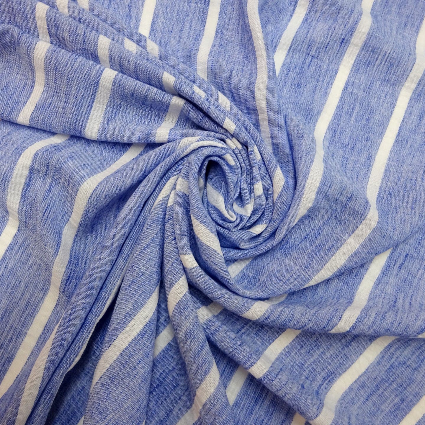 Polyester Cotton Fabric Linen Finish Chambray Stripe