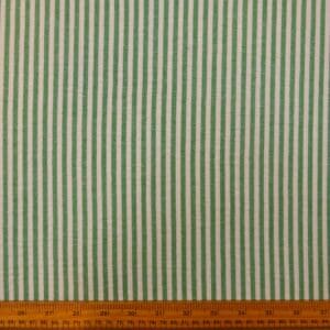 Faux Linen Fabric Oxford Stripes Ivory/Emerald