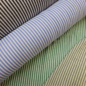 Faux Linen Fabric Oxford Stripes Ivory