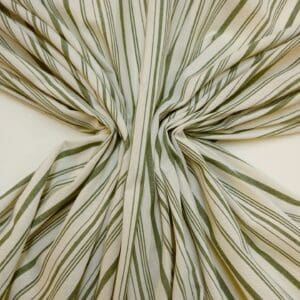 Faux Linen Fabric Dodgy Stripes Ivory/Sage