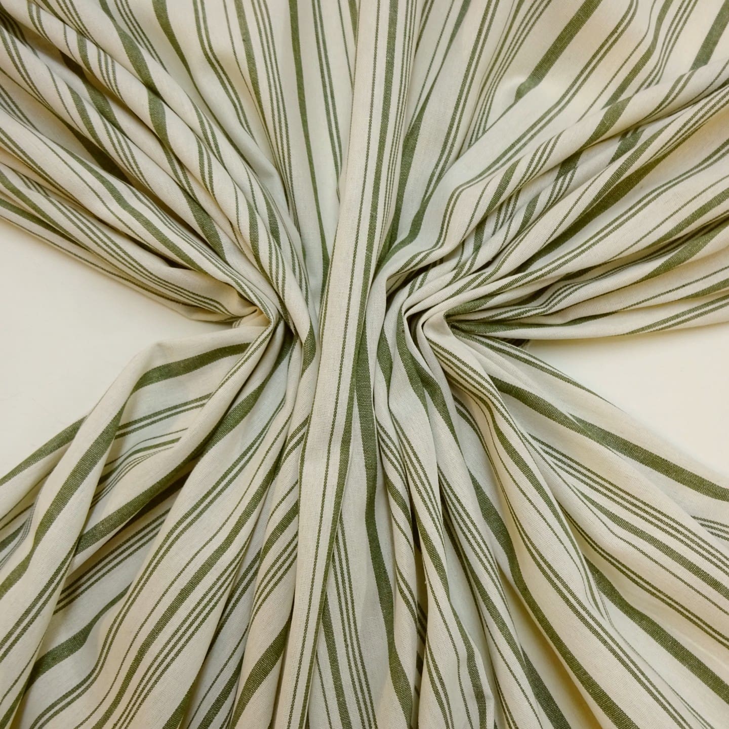 Faux Linen Fabric Dodgy Stripes Ivory/Sage