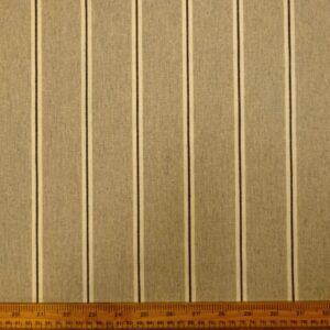 Polyester Cotton Fabric Linen Look Pebble Stripe Stone Ivory