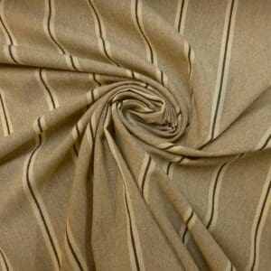 Polyester Cotton Fabric Linen Look Pebble Stripe Stone Ivory