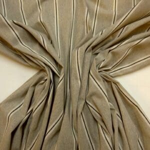 Polyester Cotton Fabric Linen Look Pebble Stripe Stone Ivory