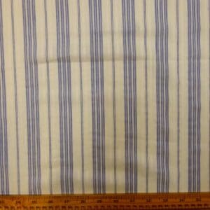 Voile Fabric Soft Cotton Beach Stripe Blue Ivory