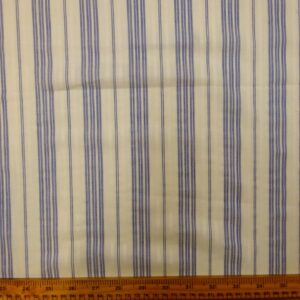 Voile Fabric Soft Cotton Beach Stripe Blue Ivory