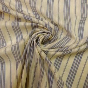 Voile Fabric Soft Cotton Beach Stripe Blue Ivory