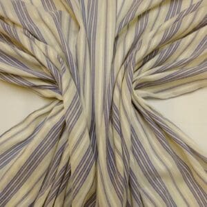 Voile Fabric Soft Cotton Beach Stripe Blue Ivory