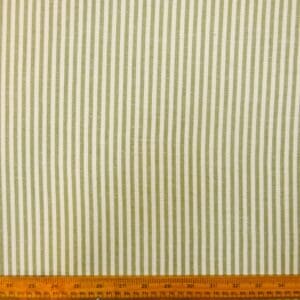 Faux Linen Fabric Oxford Stripes Ivory/Sage