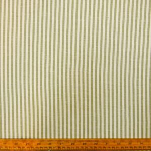Faux Linen Fabric Oxford Stripes Ivory Sage