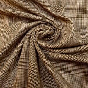 Suiting Fabric Prince Of Wales Brown Cream