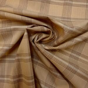 Polycotton Fabric Soft Plaid Beige