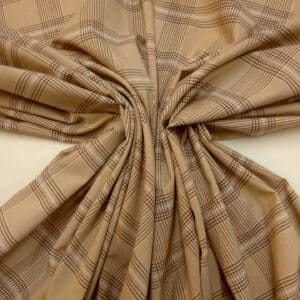 Polycotton Fabric Soft Plaid Beige