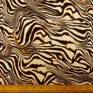 Viscose Fabric Animal Print Bamboo Caramel Zebras Black Cream