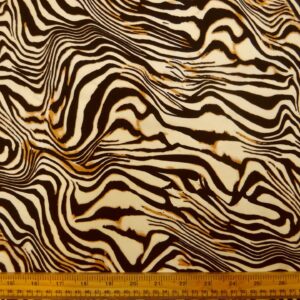 Viscose Fabric Animal Print Bamboo Caramel Zebras Black Cream