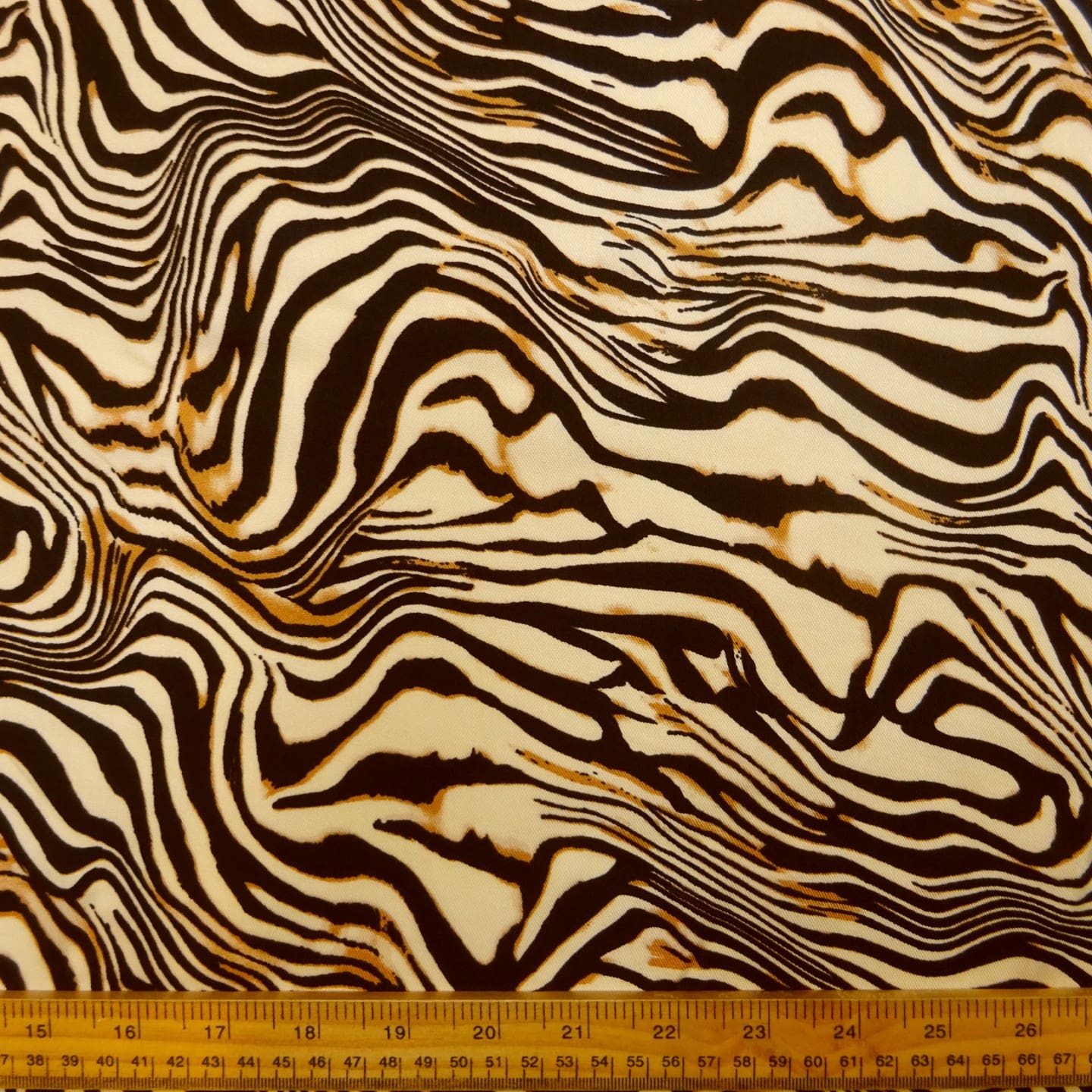 Viscose Fabric Animal Print Bamboo Caramel Zebras Black Cream