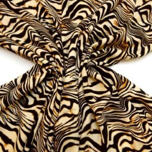 Viscose Fabric Animal Print Bamboo Caramel Zebras Black Cream