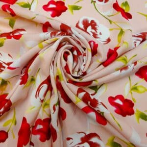 Viscose Fabric Floral Skipton Poppy Pink