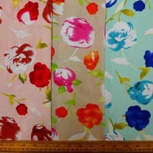 Viscose Fabric Floral Skipton Poppy