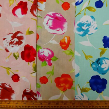 Viscose Fabric Floral Skipton Poppy