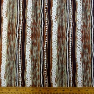 Viscose Fabric Abstract Curly Chocs Brown Ivory