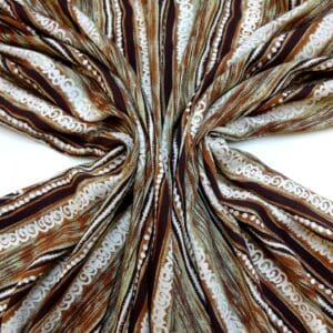 Viscose Fabric Abstract Curly Chocs Brown Ivory