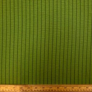 Viscose Fabric Black Muted Stripe Avocado Green