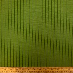 Viscose Fabric Black Muted Stripe Avocado Green