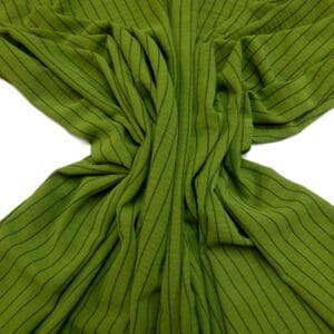 Viscose Fabric Black Muted Stripe Avocado Green