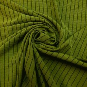 Viscose Fabric Black Muted Stripe Avocado Green