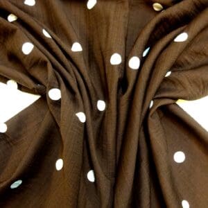 Linen Look Fabric Soft Drape 15mm Ivory Spot Brown
