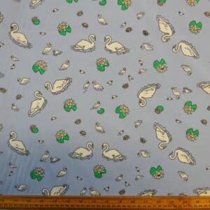 Swans Cotton Fabric Blue
