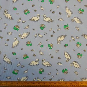 Swans Cotton Fabric Blue