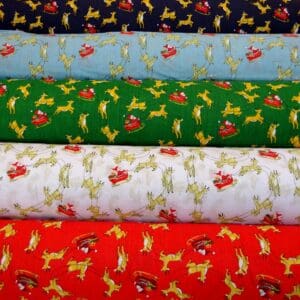Christmas Fabric Polyester Cotton Dashing Reindeers