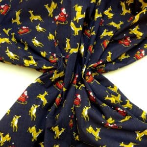 Christmas Fabric Polyester Cotton Dashing Reindeers Navy
