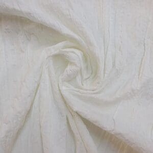 Cotton Fabric Creased Satin Finish With Lace White