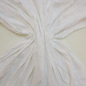 Cotton Fabric Creased Satin Finish With Lace White