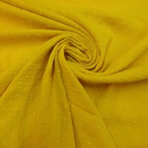 Cotton Fabric Double Gauze Dobby Spot Mustard