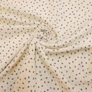 Cotton Fabric Double Gauze Floral Parsnip Patch Ivory/Navy