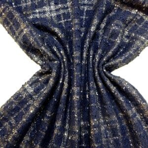 Suiting Fabric Bouclé Faux Coco Chanel Mademoiselle Navy