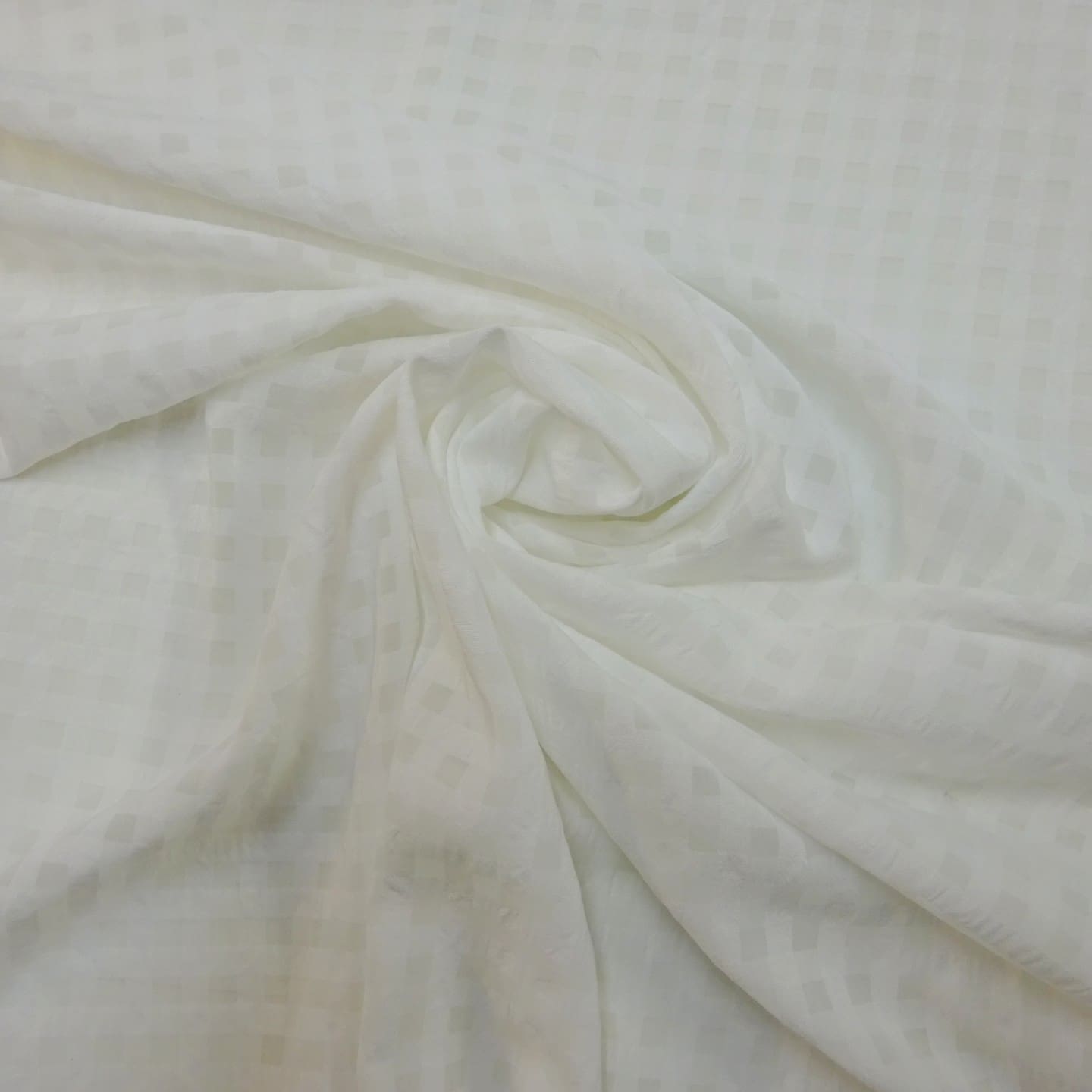 Chiffon Fabric Gingham Seersucker White