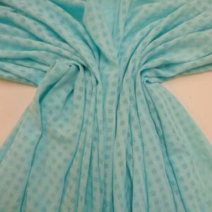 Chiffon Fabric Gingham Seersucker Turquoise