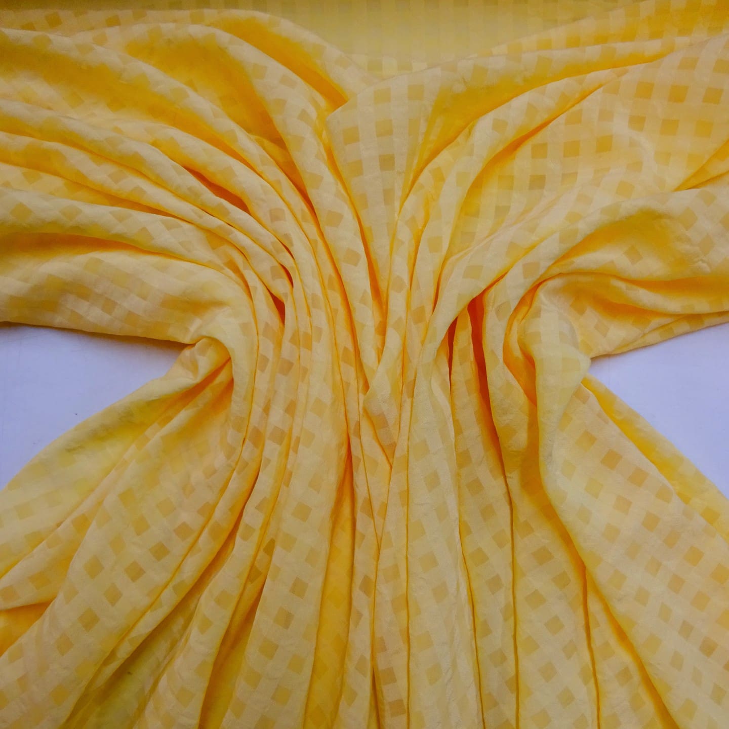 Chiffon Fabric Gingham Seersucker Yellow