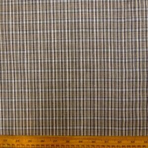 Cotton Fabric Rattan Checks Silver Thread Black Beige