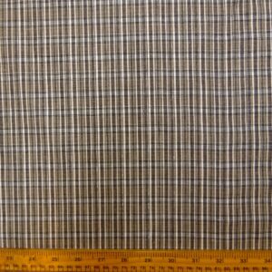 Cotton Fabric Rattan Checks Silver Thread Black Beige