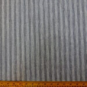 Cotton Fabric Mismatch Stripe Silver Thread Black
