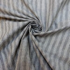 Cotton Fabric Mismatch Stripe Silver Thread Black
