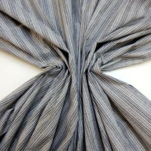 Cotton Fabric Mismatch Stripe Silver Thread Black